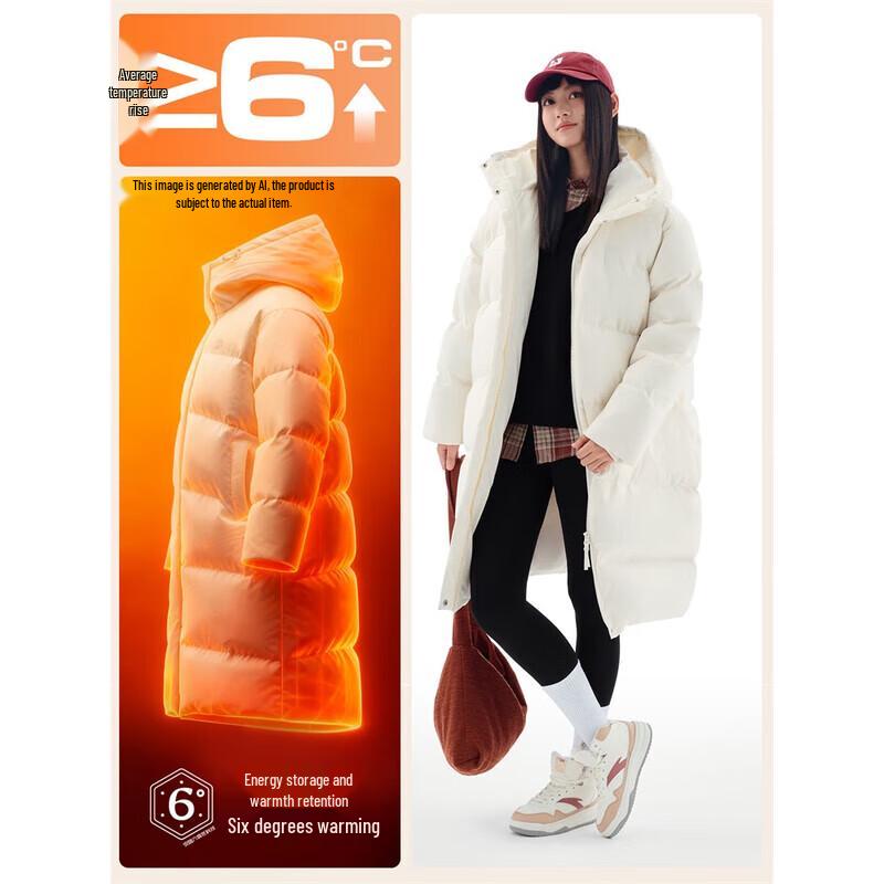 ANTA Women's Six-Degree Core Mid-Length Hooded Puffer Down Jacket
