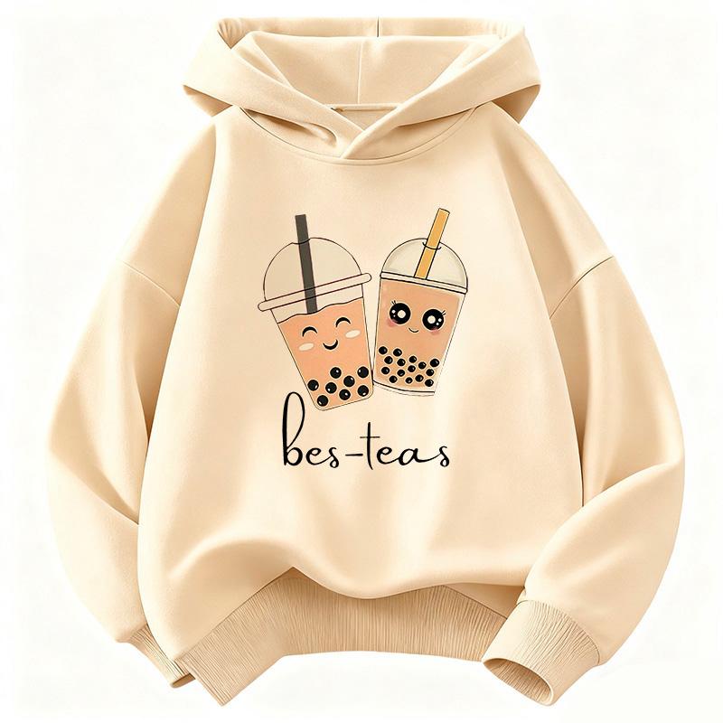 Casual Kawaii Tea Design Cartoon Hoodie Kids Children's Sweatshirt Hoody Hoodies for Boys Girls Clothes