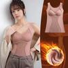 Sleeveless Thermal Tank Top for Women Fleece Lined Lace V Neck Base Layer with Built In Bra Warm Camisole Undershirts for Cold Weather