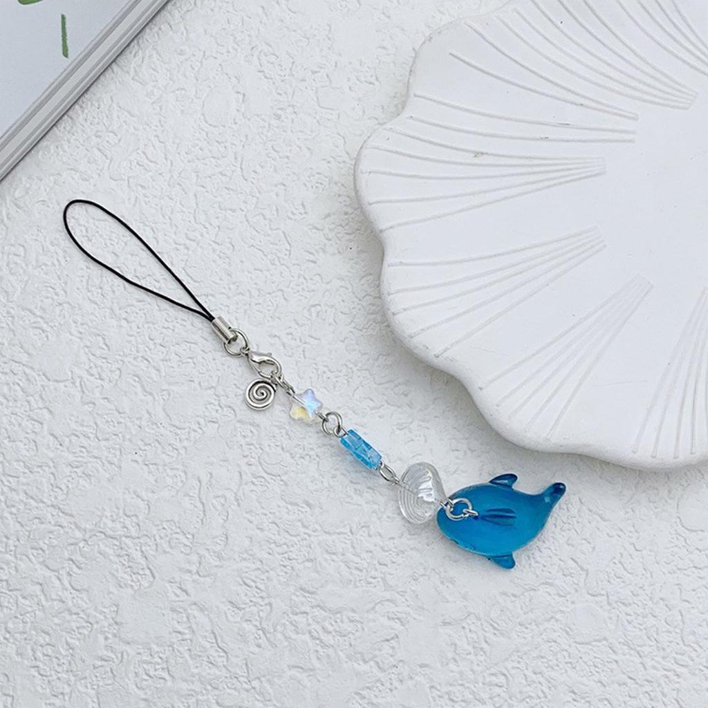 Fish Shell Star Bead Pendant Sweet Phone Chain Strap Hanging Decoration Keychain Lanyard Small Gift for Women Girls