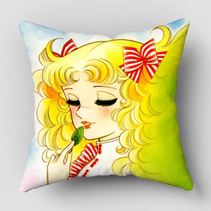 

Candy New Anime Pillow Cover Bedroom Home Office Decorative Pillowcase Square Zipper Pillow cases Satin Fabric No Fade 10.16WJY 40x40cm16x16Inch