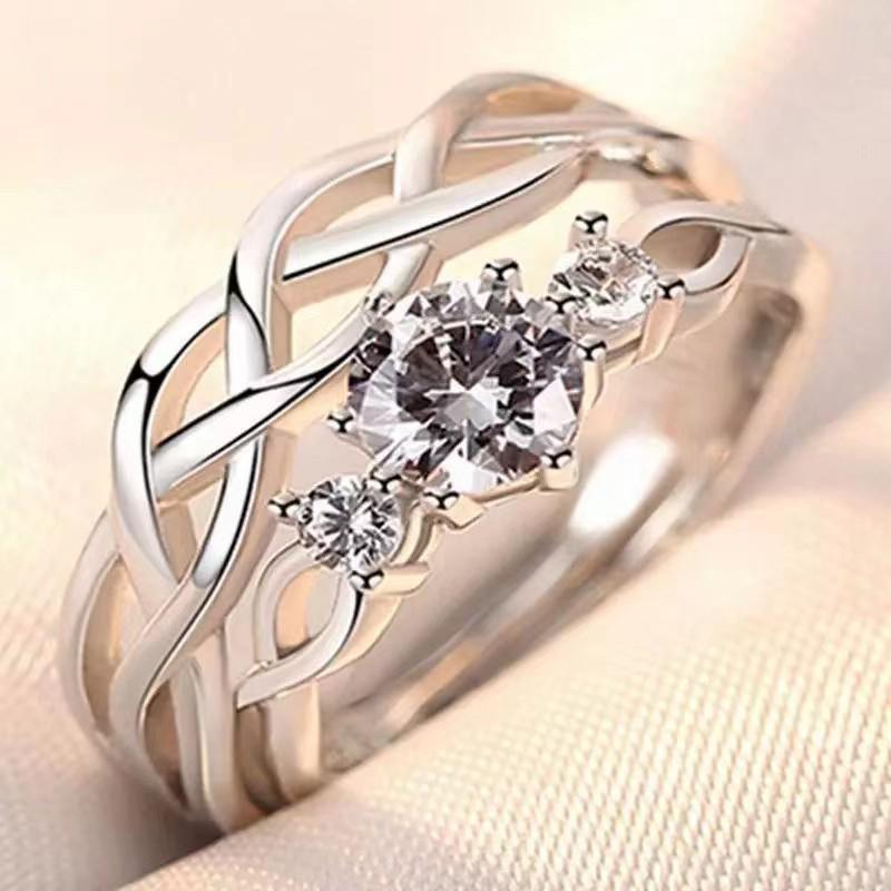 2Pcs Simple Light Luxury Zircon Couple Paired Rings For Women Men Opening Adjustable Rings Wedding Anniversary Jewelry Gift