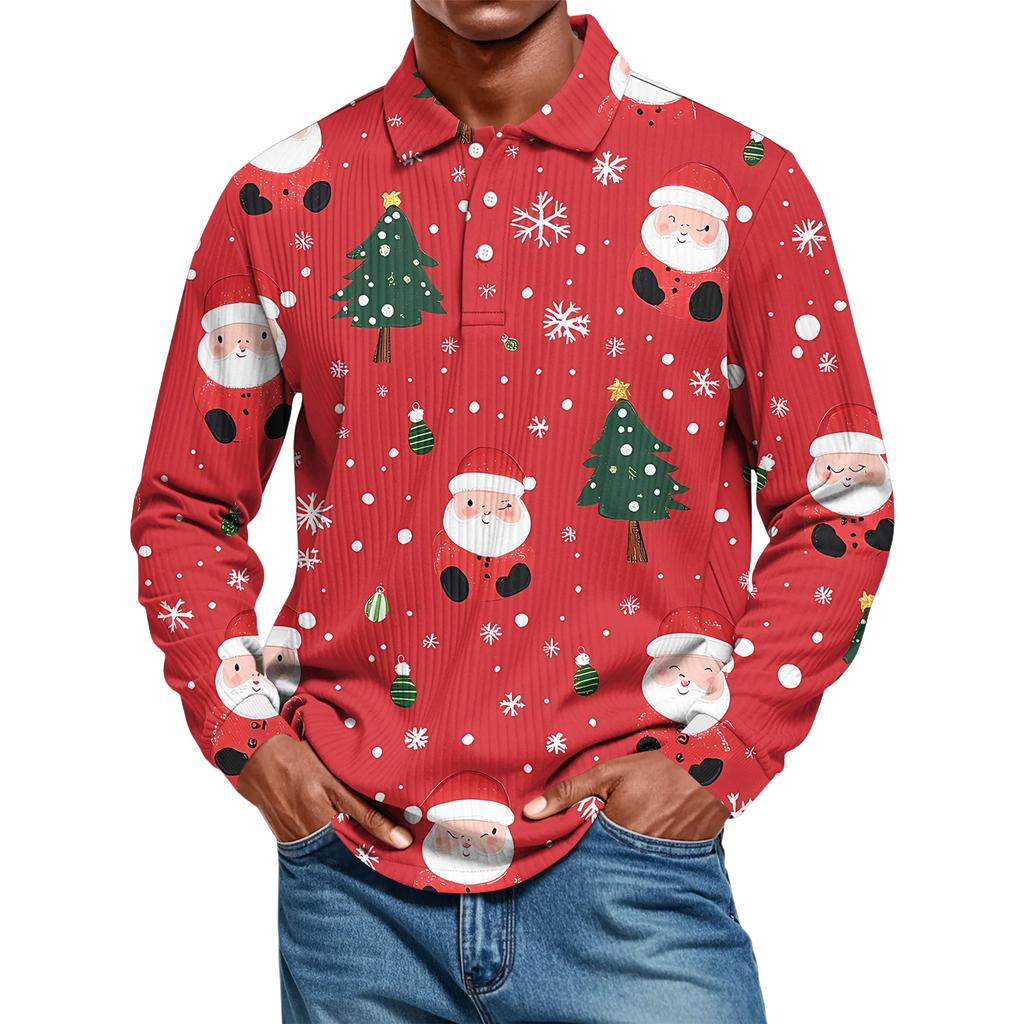 Men's Casual Style Solid Color Loose  Shirt Long-sleeved Top