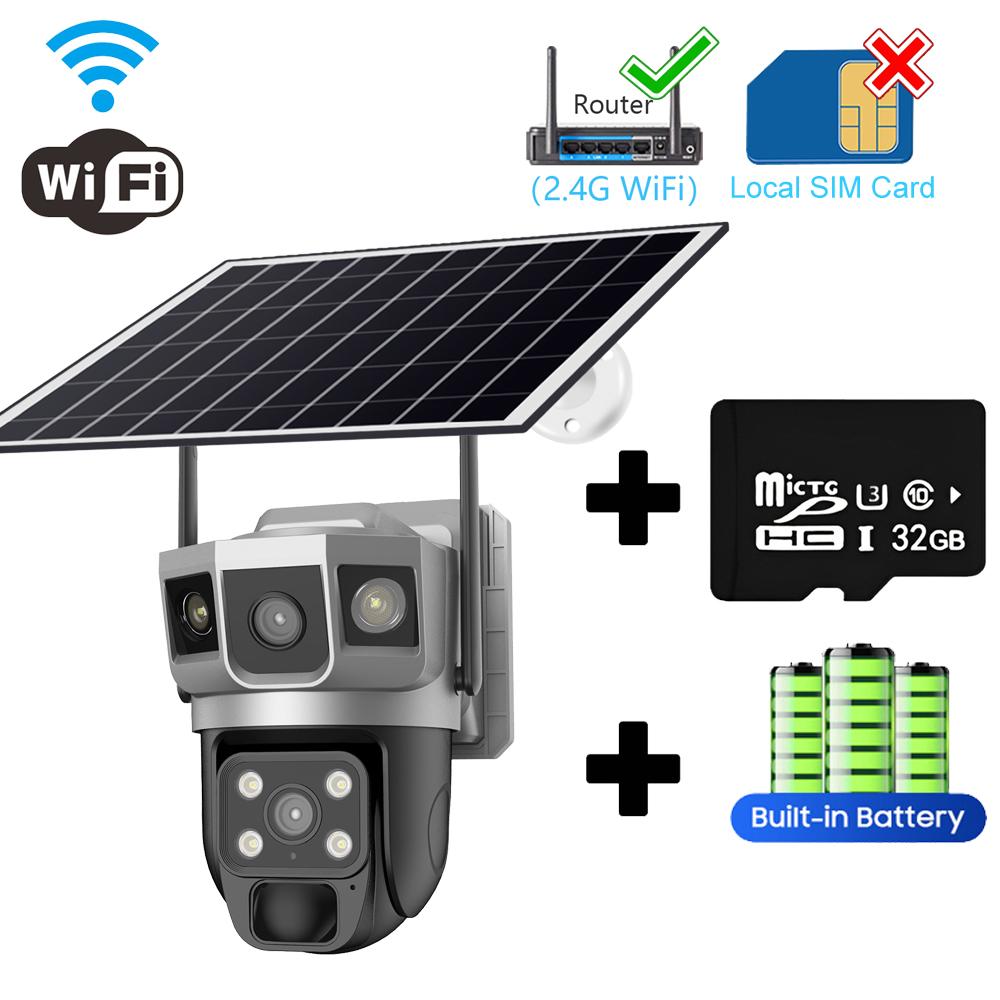 4G SIM Card Solar Camera 6K 12MP Security Protection IP Camera Outdoor Wireless Security Camera Waterproof External Wifi Camera