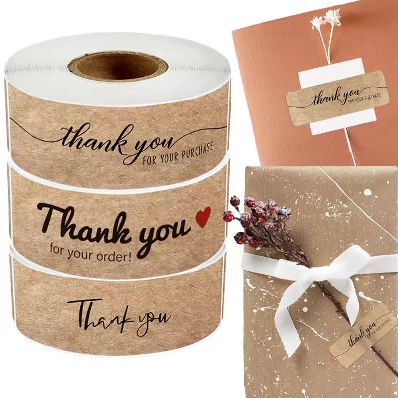 120pcs/roll Kraft Paper Thank You Stickers DIY Gift Packaging Decoration for Personalized Gifts and Business Label