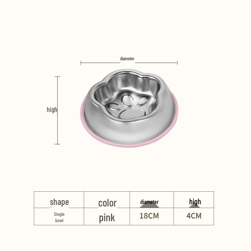 304 Stainless Steel Non-slip Cat & Dog Feeding Bowl, Large Capacity, Anti-tip Design
