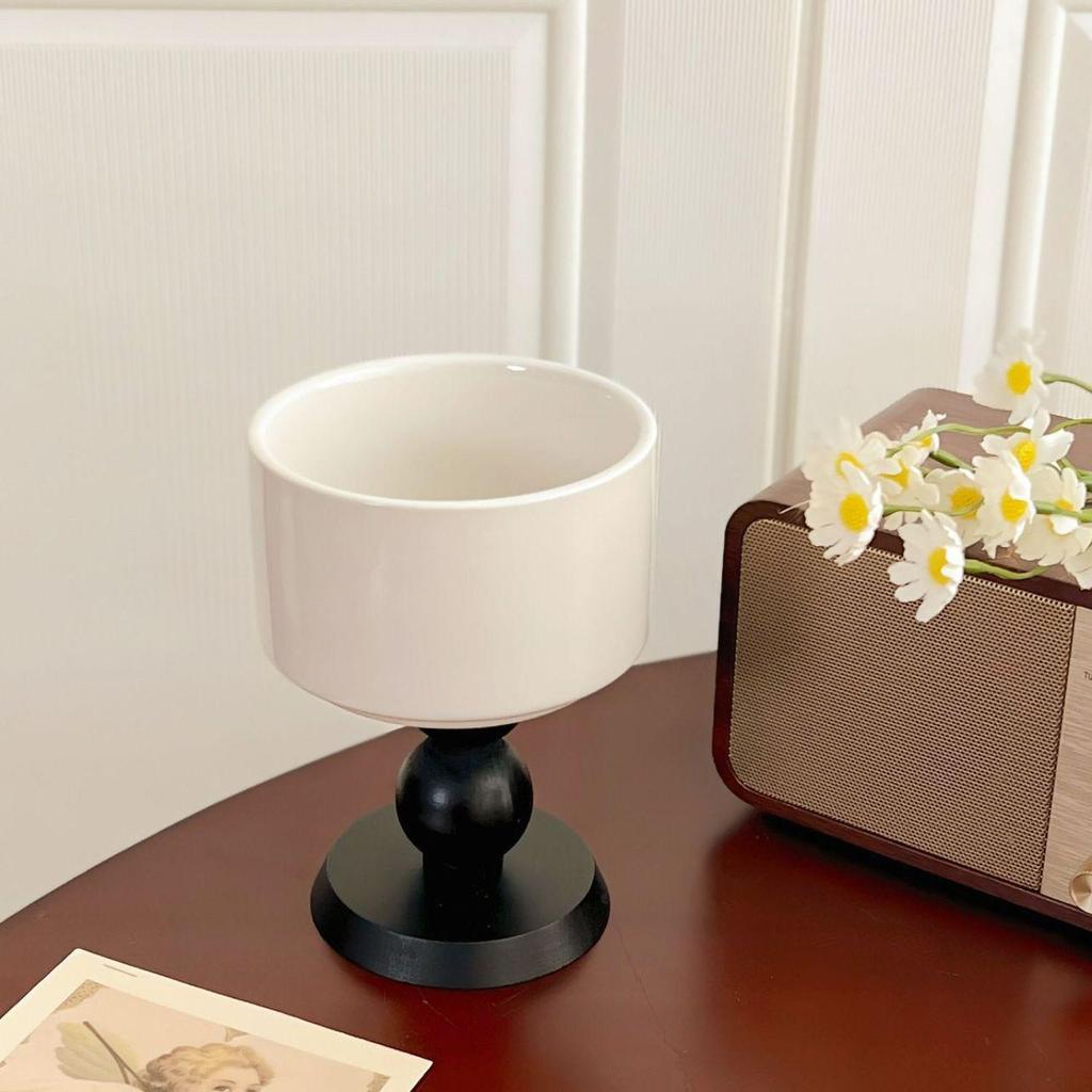 Vintage French Scented Candle with Ceramic High-Footed Glass Holder