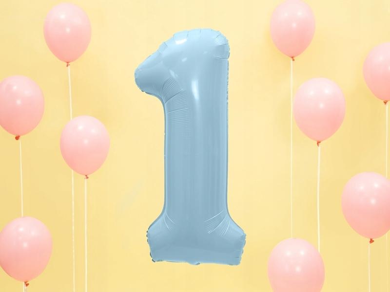 Balon Foliowy Cyfra "1",86Cm, Błękitny, 1 Szt.