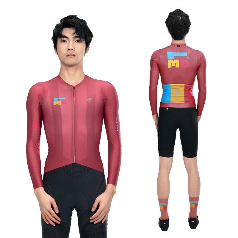 Mens Long Sleeve Cycling Jersey Breathable Quick Dry Stretch Performance Bike Shirt Road