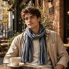 Contrast Scarf Shawl Wrap for Women Men, Lightweight Crinkled Fringe Layer with Soft Airy Texture for Commuting Travel