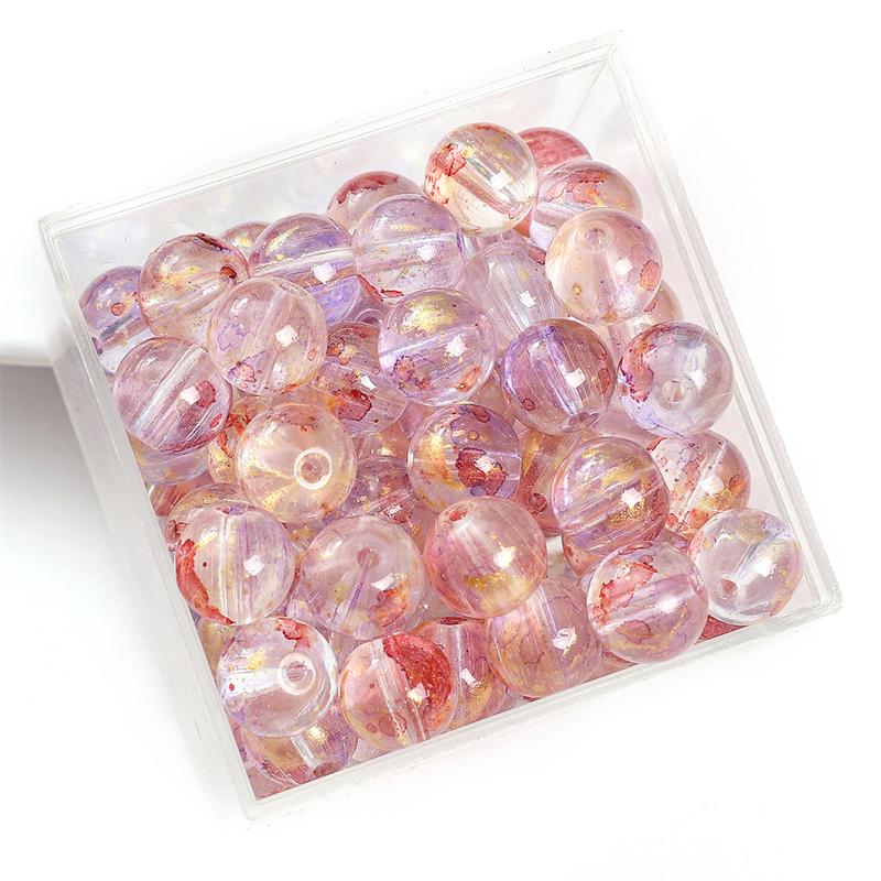 30/50pcs Crystal Glass Beads Ice Permeating Ink Halo Dyeing Sprinkles Golden Loose Spacer Beads for Jewelry Making