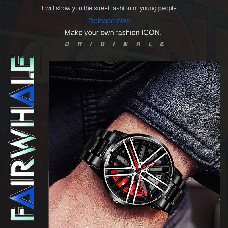 SVJ Genuine Car Wheel Hub Men's Watch Three-dimensional Brake Hollow Personality Dial Sports Car Modified Black Technology Waterproof
