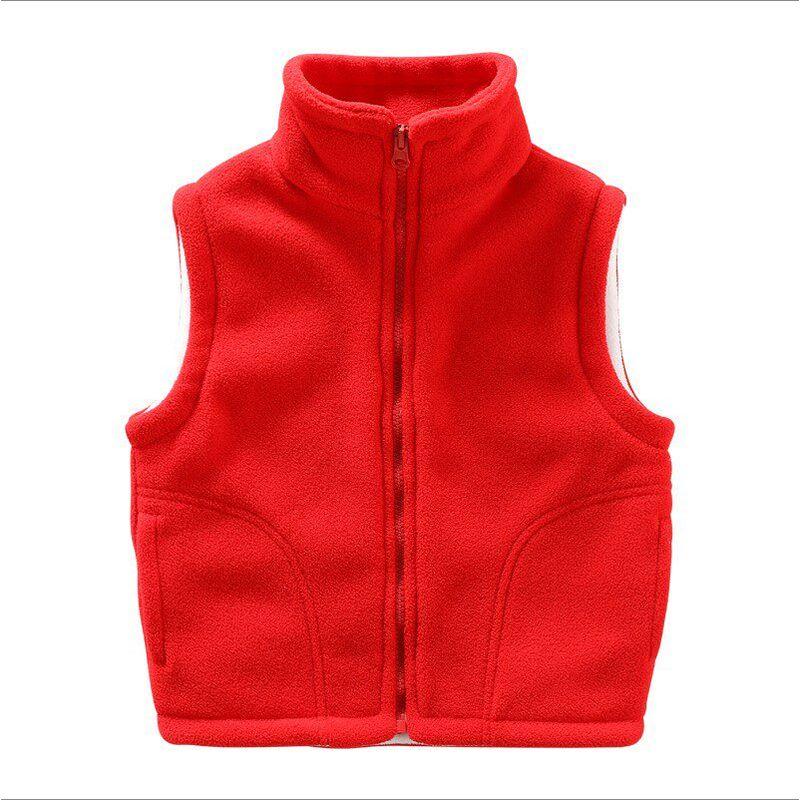 Spring and Autumn New Arrival Children Boys and Girls Pure Color Cardigan Simple Warm Polar Fleece Waistcoat