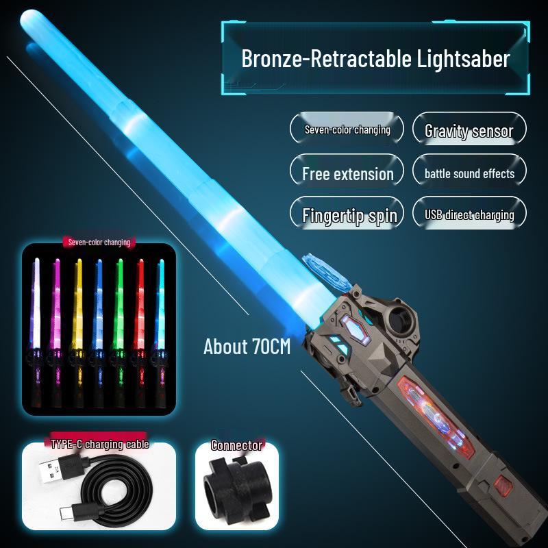 Two-in-One Telescopic Lightsaber Toy for Kids - Luminous Star Wars Laser Sword