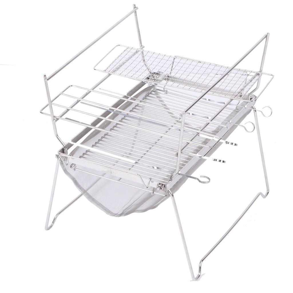 Folding Campfire Grill Portable Camping Barbecue Grill Stainless Steel MultiFunction BBQ Grill