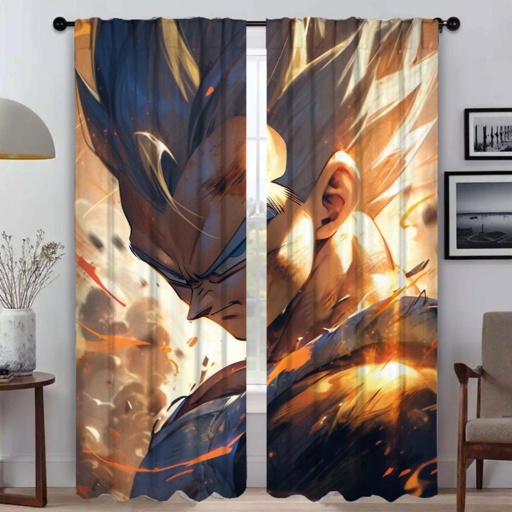 Super Handsome Vegeta Kitchen Curtains for Camera Elegant Room Curtains 2 Pieces Window Curtain Partition Halloween Decoration