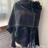 Customized fringed plaid scarf women's autumn and winter thickened warm scarf imitation cashmere retro British knitted scarf