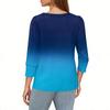 Women's Fashion Casual 3/4 Sleeve Print Shirt Women's V-Neck Tops