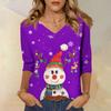 3/4 Sleeve Shirts For Women Print Christmas Tees Blouses Casual Plus Size Basic Tops Pullover