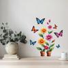 Self-adhesive Creative Colorful Butterflies Flowers Potted Plant Wall Stickers for Living Room TV Bedroom Headboard Home Decor