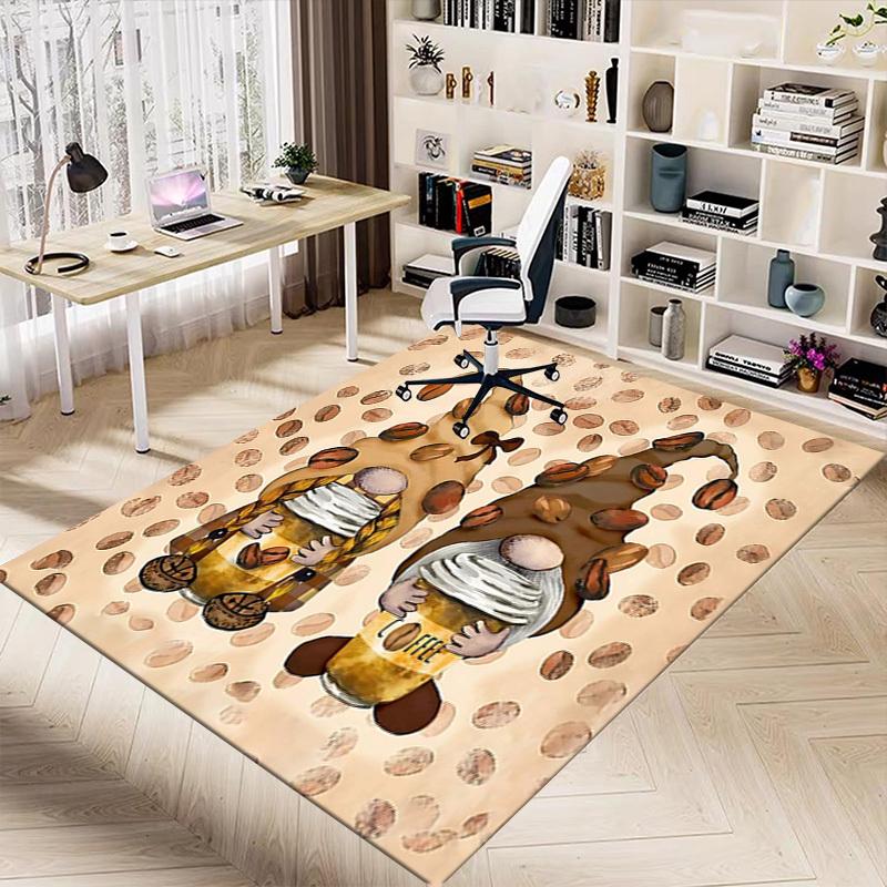 1PC Coffee Gnome Extra Large Non-Slip Floor Carpet, Office, Family, Bedroom, Studio - Large Area Rug Indoor Rugs, Vibrant Colors-A219