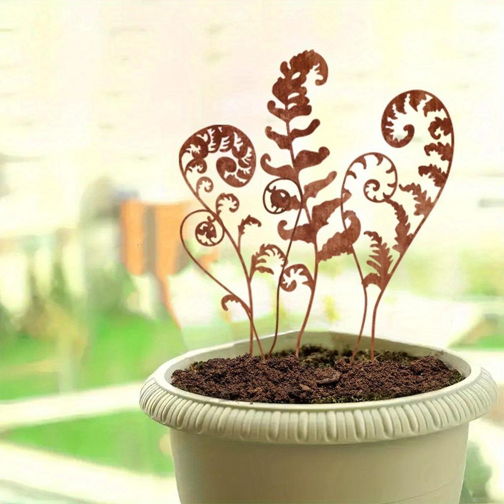 6-pack Leaf Silhouette Rusty Flower Pot Decorations for Indoor Holiday Decorations Outdoor Garden Patio Lawn Decoration Ground Inserts