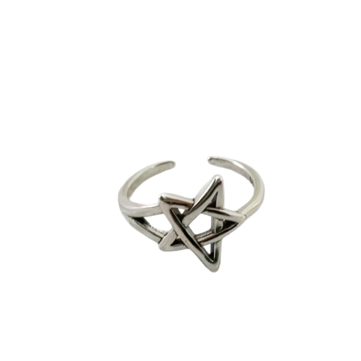Korean Style Retro Intertwined Star Geometric Finger Ring for Women античный серебряного