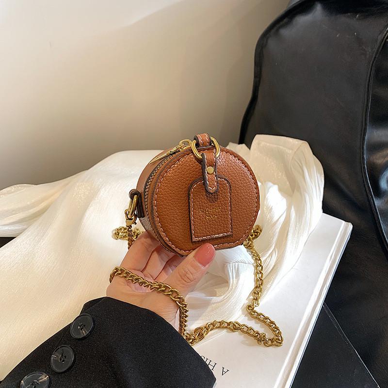 Stylish Retro Mini Round Bag For Kids And Adults With Chain Design Lightweight