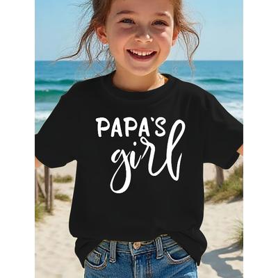 European Sizes Summer Fashion Girls' Short Sleeve T-Shirt PAPA'S Girl Letter Print Casual Top