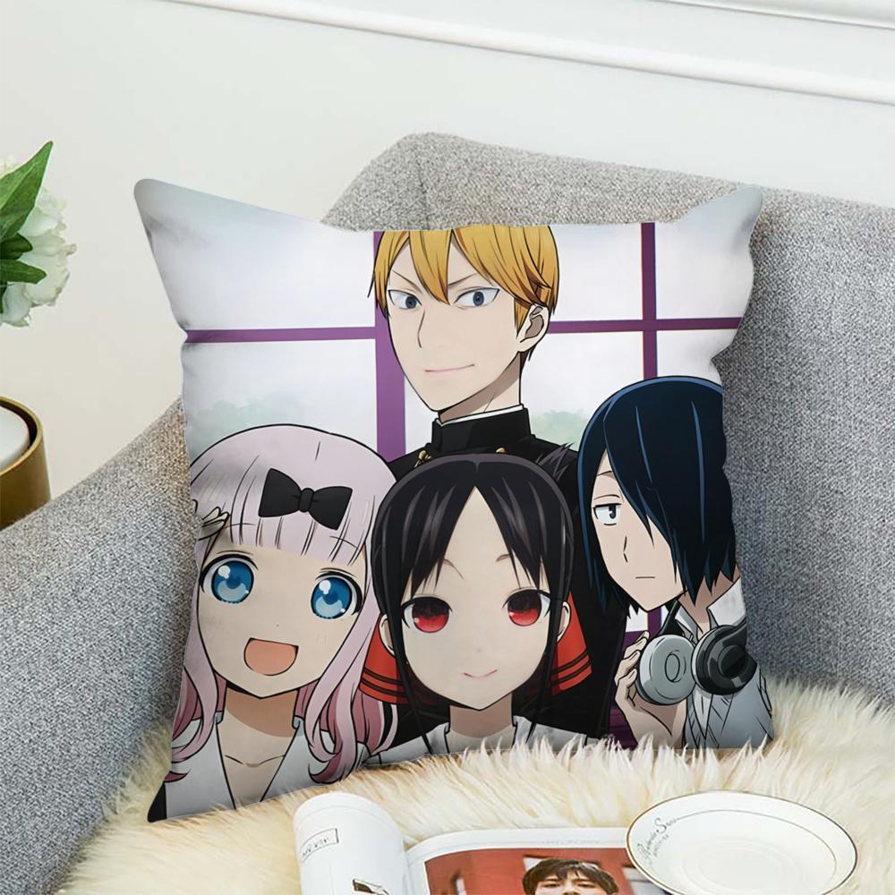 Fronha Kaguya Sama Love Is War Para Carro Sofá Decorativa Casa Estampa Dupla Face Pelúcia Quadrada Almofada de Lançamento Capa de Almofada