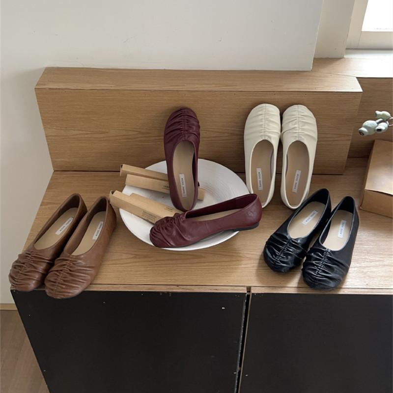 Fashion IPPEUM Ballet Flats Burgundy PU Leather Round Toe 2025 New Mary Janes Women Ballerina Shoes