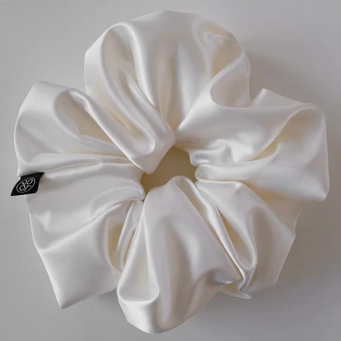 Pearl Satin Scrunchie_Large_Light Ivory