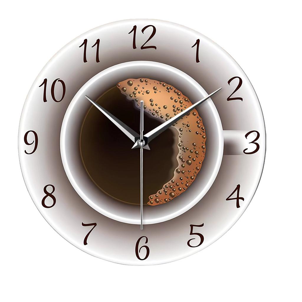 12-Zoll Lässige Kunststoff-Wanduhr PET-Material Baseball, Spiegelei, Kaffee-Effekt