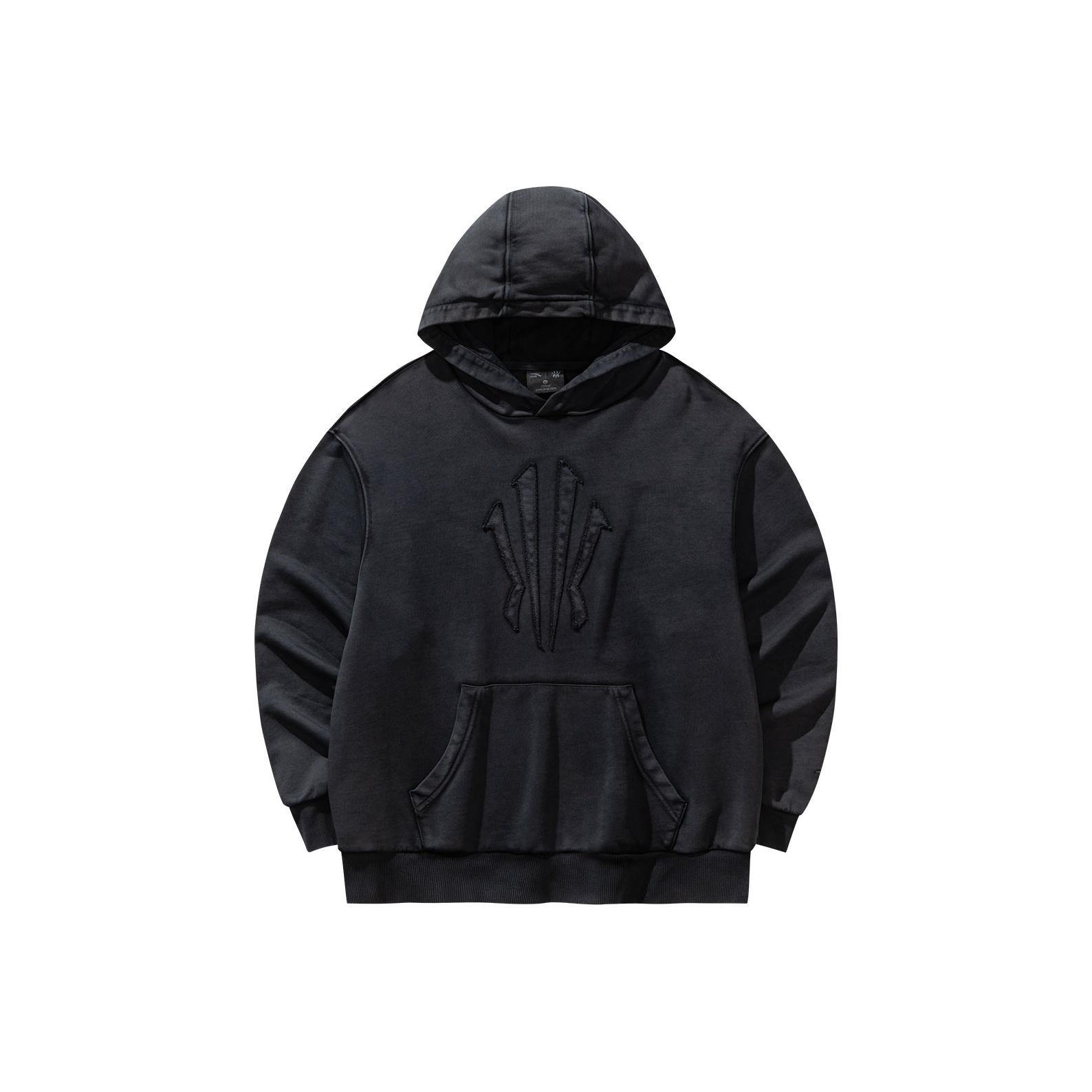 ANTA Kyrie Irving Series Washed Black Hooded Sweatshirt Unisex 172541710-4 S