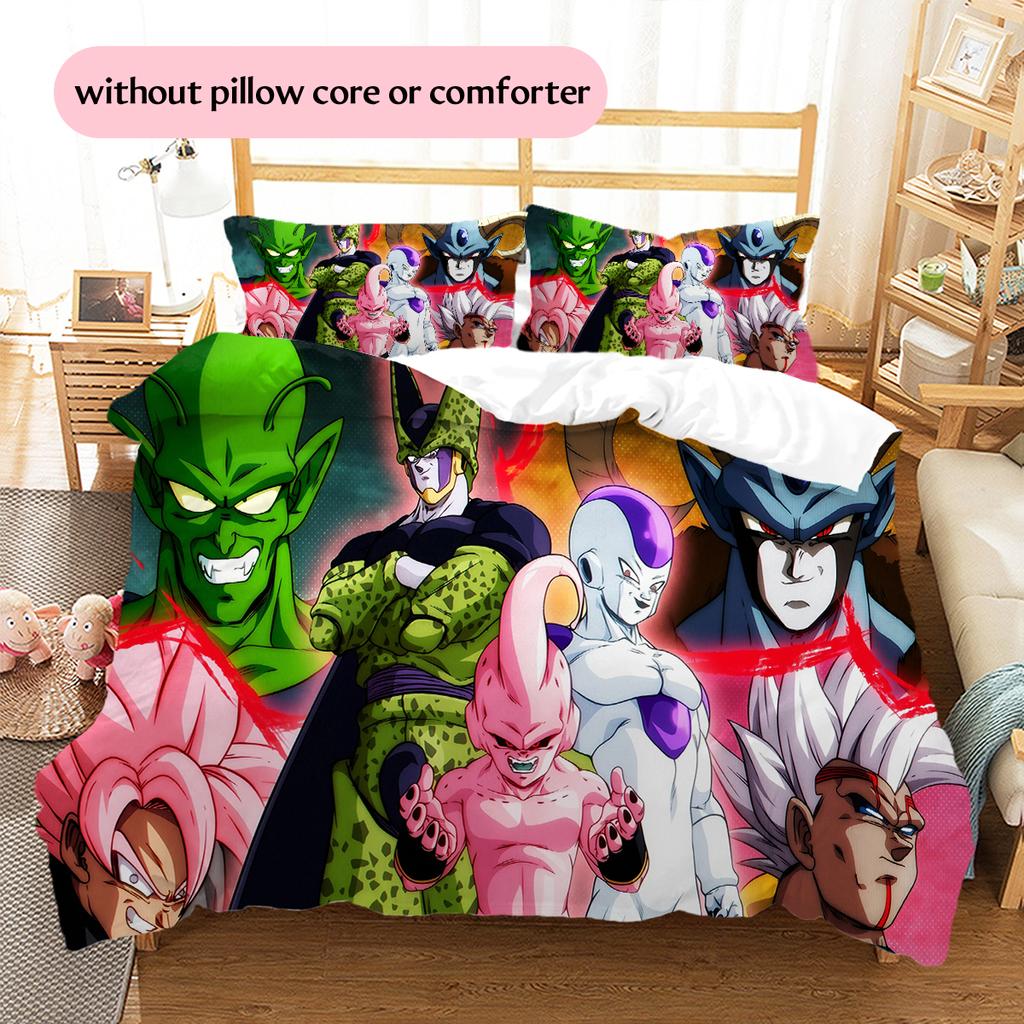 Dragon Ball Muster Bettwäsche Heimdekoration Geburtstagsgeschenk (1 Bettbezug + 2 Kissenbezüge, ohne Füllung)