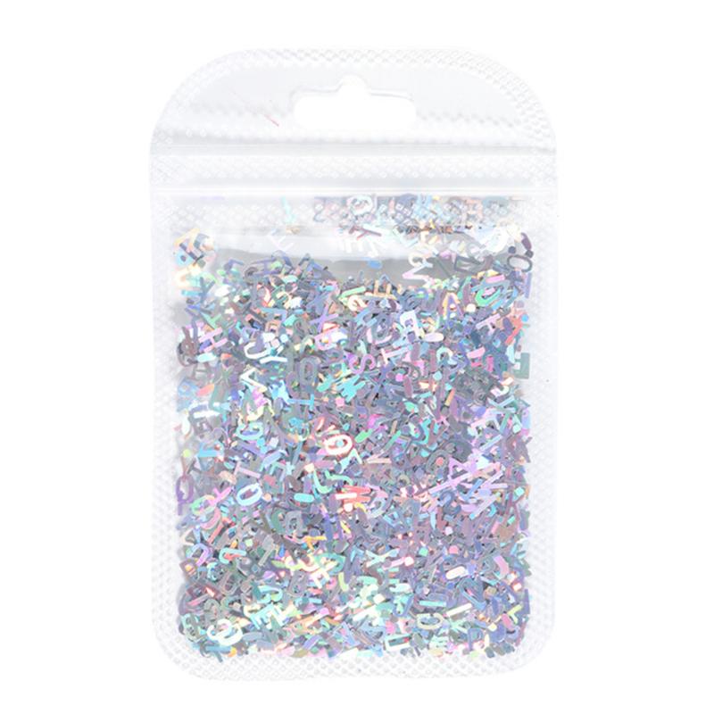 Holographic Glitter English Alphabet Flakes For Epoxy Resin Filling Laser Letter