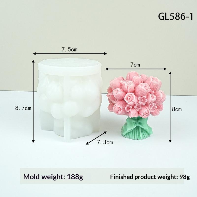 3D Rosenstrauß Kerzen Silikonform Chrysanthemen-Blütenstand Harzform Blume Pfingstrose Gipsform Valentinstagsgeschenk