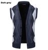 Men's Sleeveless Fleece-Lined Knit Cardigan: Autumn/Winter Plus Size Loose Fit Sweater
