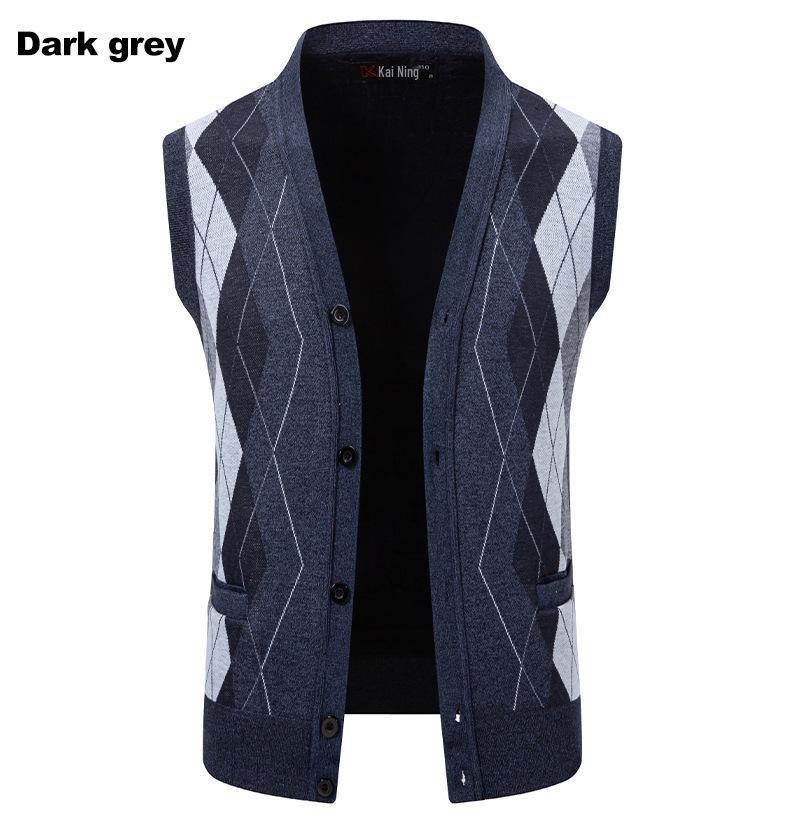 Men's Sleeveless Fleece-Lined Knit Cardigan: Autumn/Winter Plus Size Loose Fit Sweater