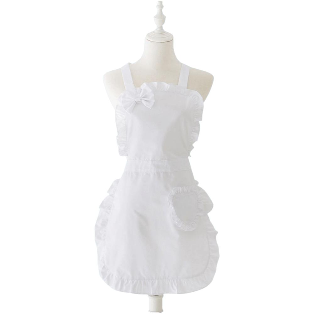 Oil-Proof Ruffle Apron Waterproof Nail Salon Apron Waitress Cosplay Sweet Heart Apron Cooking