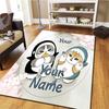 Penguin Cats Adventure Custom Name Carpet Rug For Living Room Bedroom Home Sofa Decoration Kids Play Nonslip Floor Mat