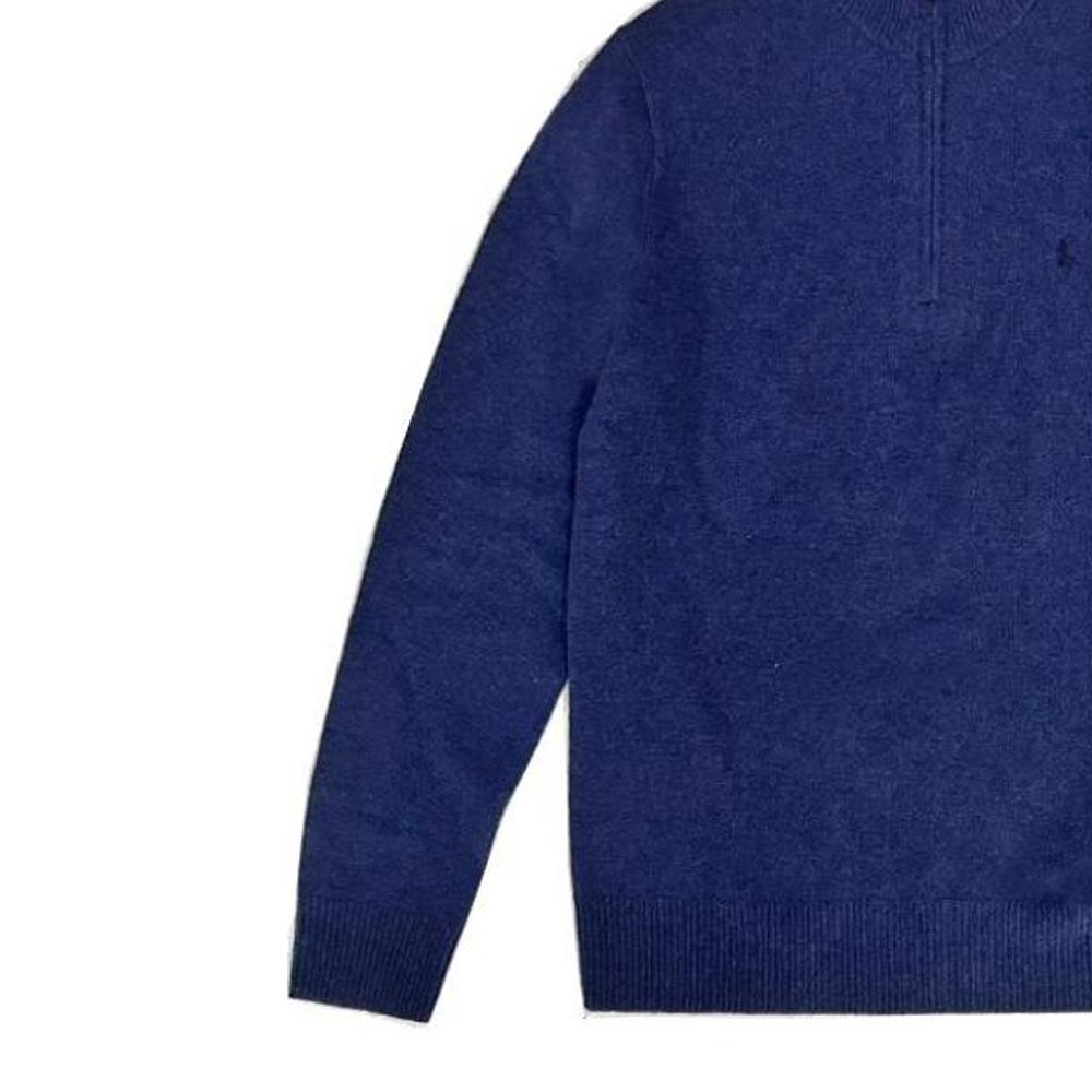 Polo Ralph Lauren Solid Color Half Zip Stand Collar Knitted Long Sleeve Sweater Men sweater Indigo 710892482-013
