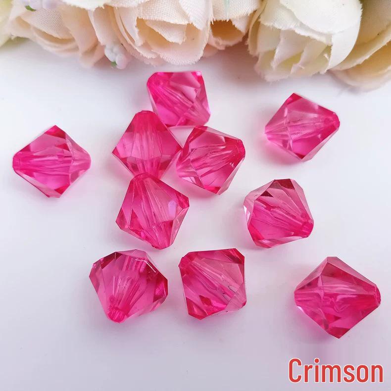 Acrylic Transparent 14mm Double-Pointed Rhombus Imitation Crystal Beads for DIY Jewelry Accessories and Colored Door Curtains