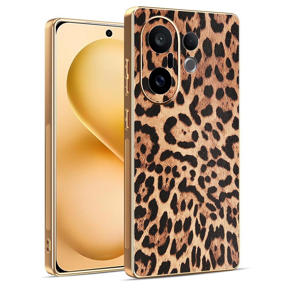 

For vivo S30 Pro mini 5G Case Leopard Print PU Leather Coated PC+TPU Electroplating Phone Cover A