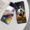 Football Field Phone Case For Samsung Z Flip 7 6 5G Galaxy Z Flip 5 4 3 Black Hard Cell Cover Luxury PC Shell Coque