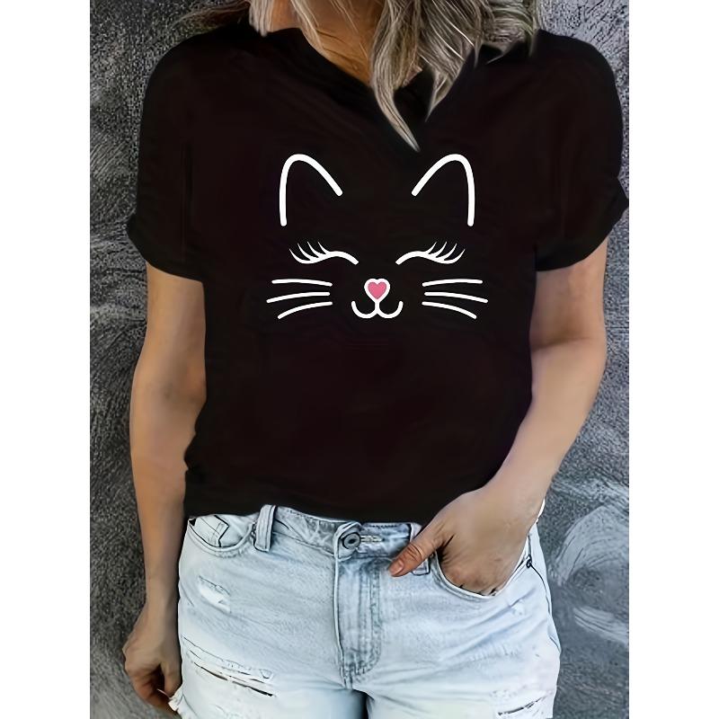 Plus Size Women's Casual T-Shirt Graphic Print Crew Neck Short Sleeve Loose Summer Comfort Top