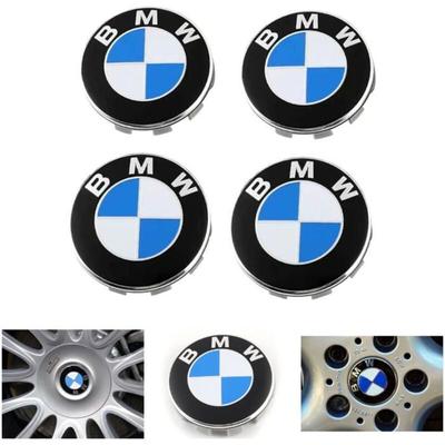 Set of 4 Blue Wheel Hub Caps Compatible with BMW Wheel Center ABS Car Accessories - 68mm