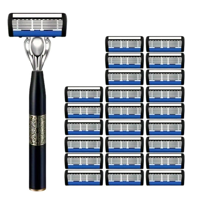 6-Layer Shaver Blade Manual Razor with Replaceable Blades No Skin Damage Blades Shaver Resistant Water Wash Shaver