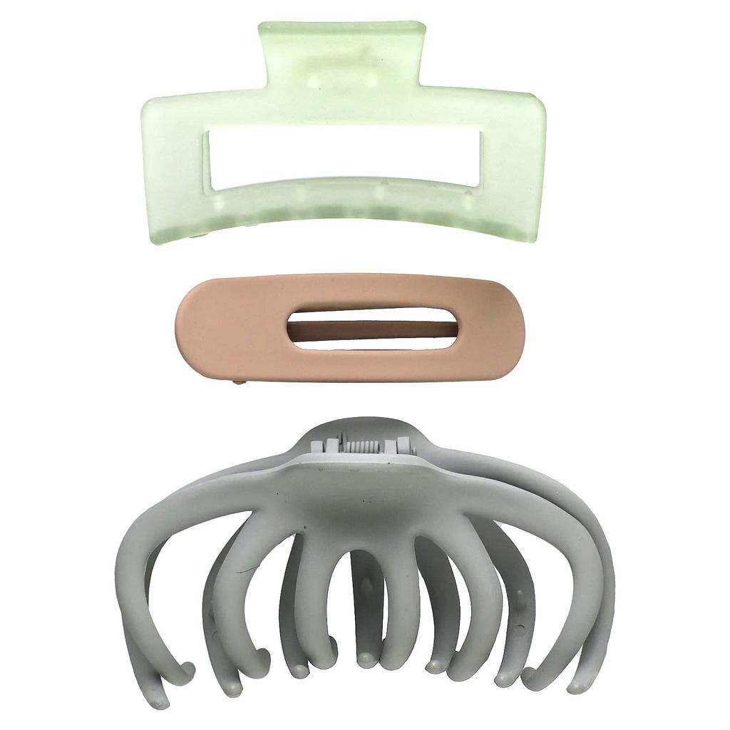 Kitsch, Recycled Plastic Multivitamin Claw Clip Set, Octopus Claw Clip, 3-piece Set
