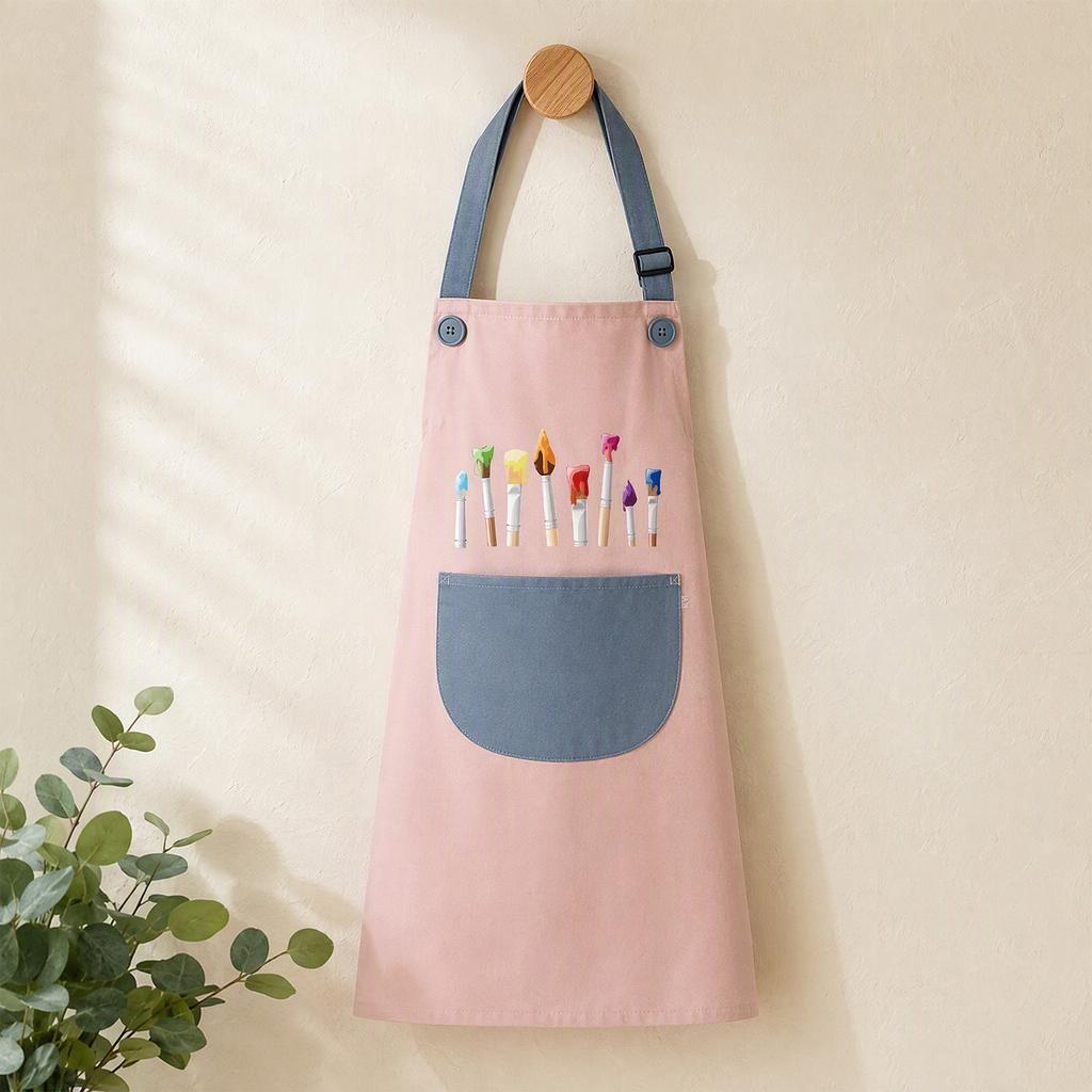 Youth Waterproof Painting Apron with Sleeve Covers Set Adjustable Neck Strap Art Smock for Boys Girls